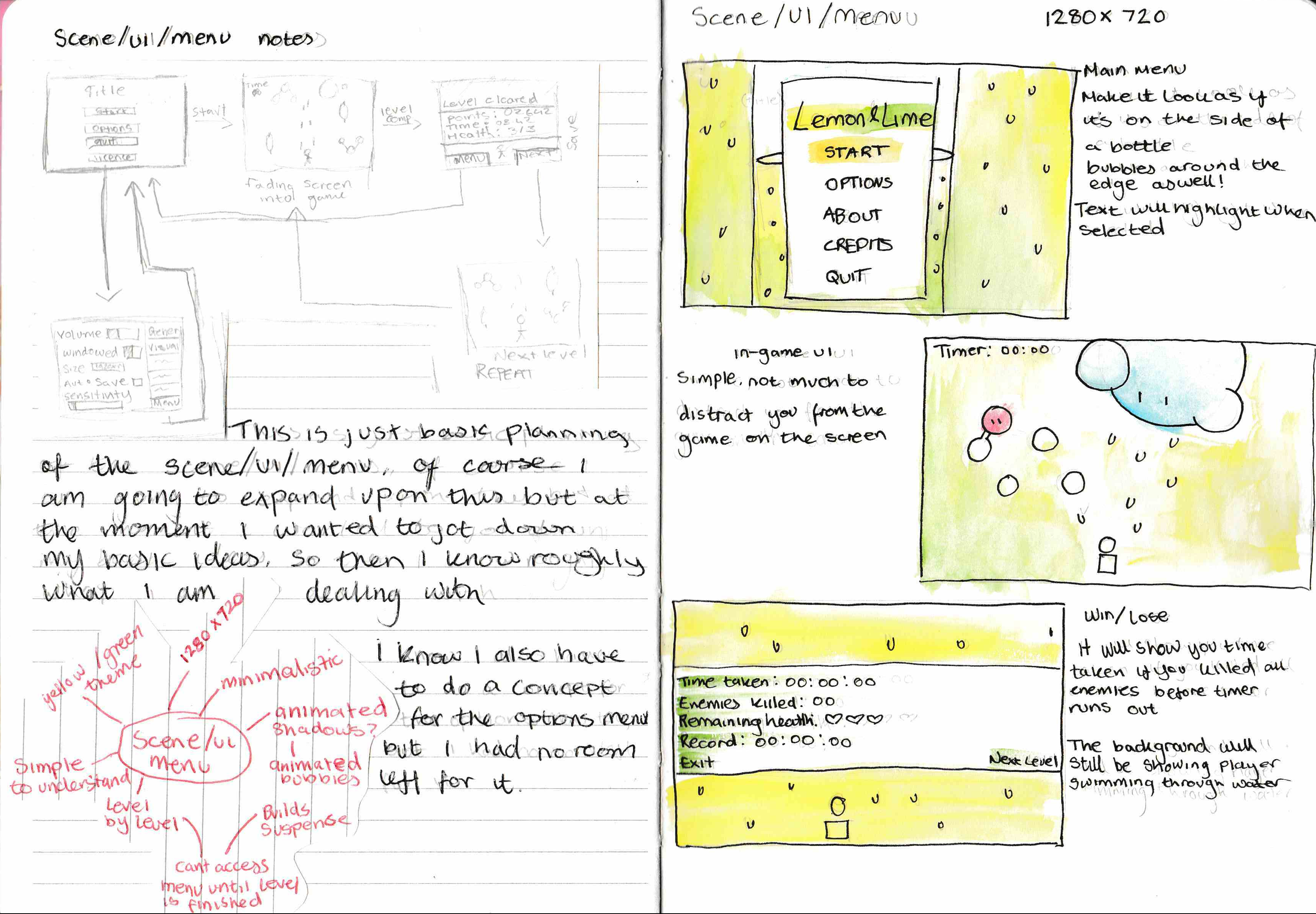 Scene/UI/menu sketches