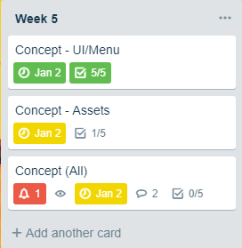 Week 5 task list