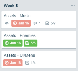 Week 8 task list