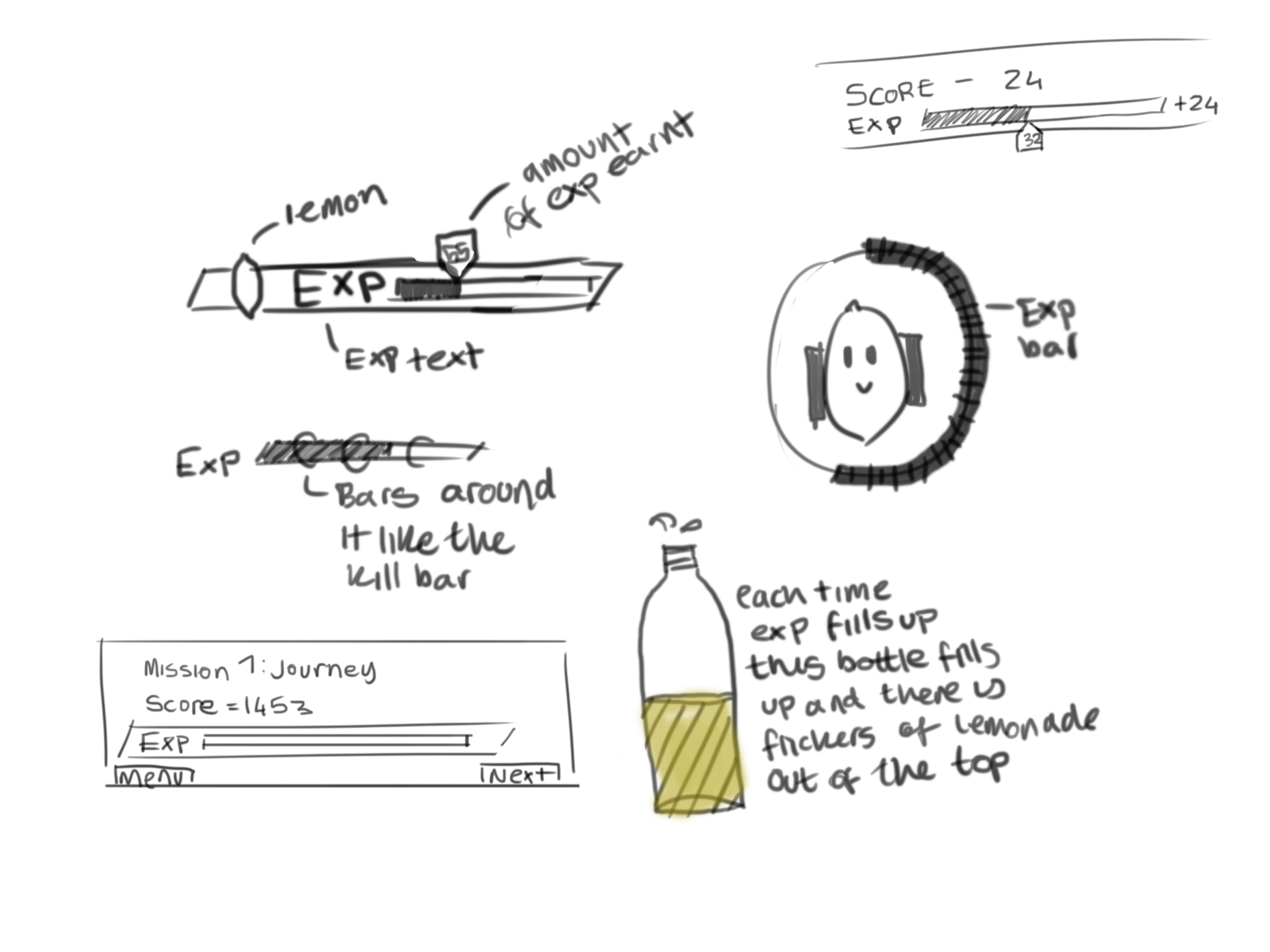 Experience bar sketches
