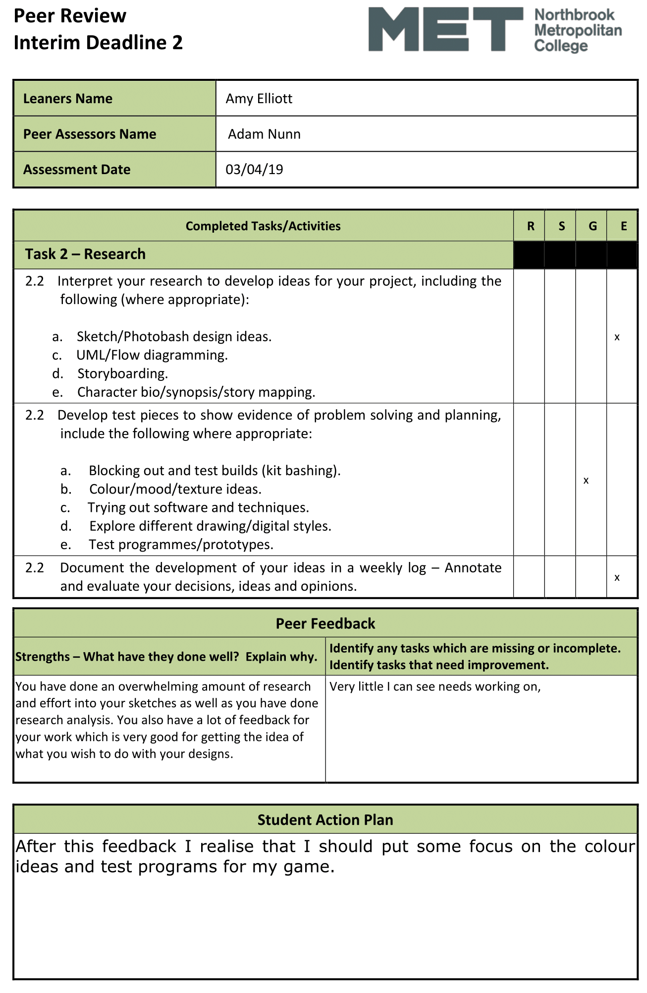 Peer Review & Action Plan INTERIM 2-1